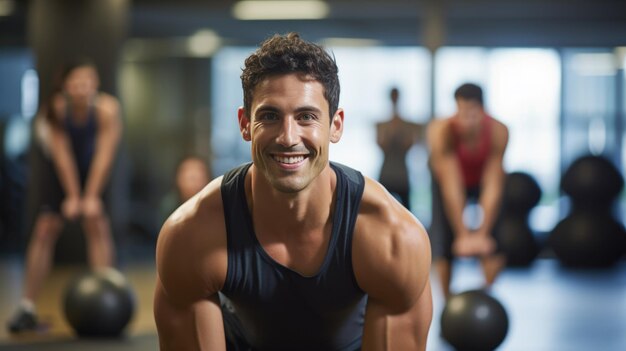 Portrait d'un homme athlétique dans une salle de sport