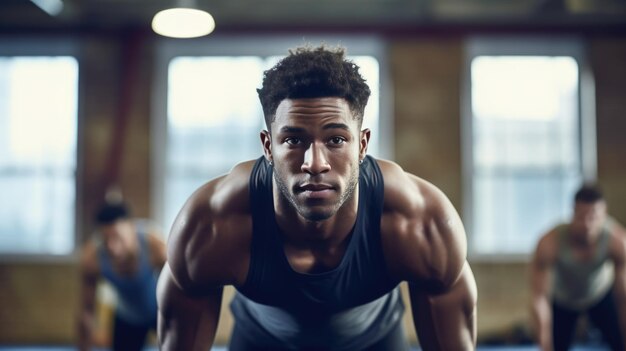 Portrait d'un homme athlétique dans une salle de sport