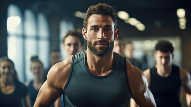 Portrait d'un homme athlétique dans une salle de sport