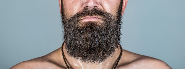 Portrait d'un homme barbu brutal Portrait de la masculinité Look sexy d'un homme hipster avec une moustache à la barbe