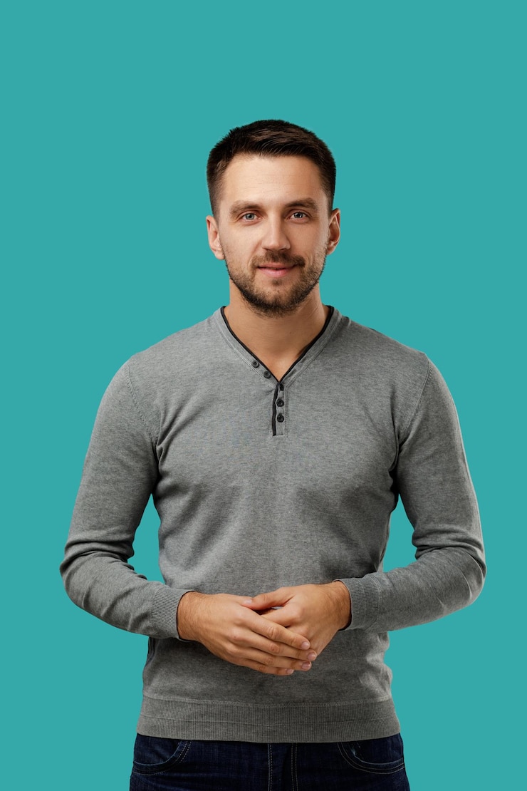 Photo portrait d'un homme barbu calme