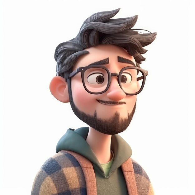 Portrait d'un homme caucasien décontracté dans un d style dessin animé génératif ai