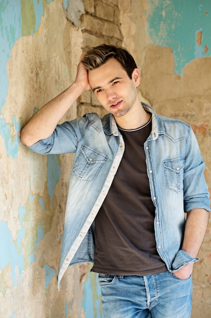 Portrait, homme, chemise