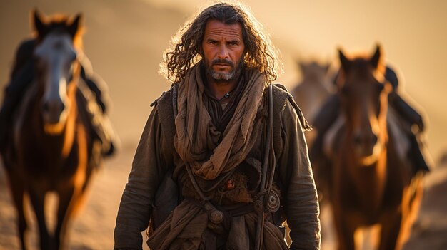 portrait d'un homme avec un cheval