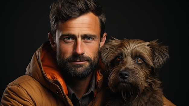 Portrait d'un homme avec un chien