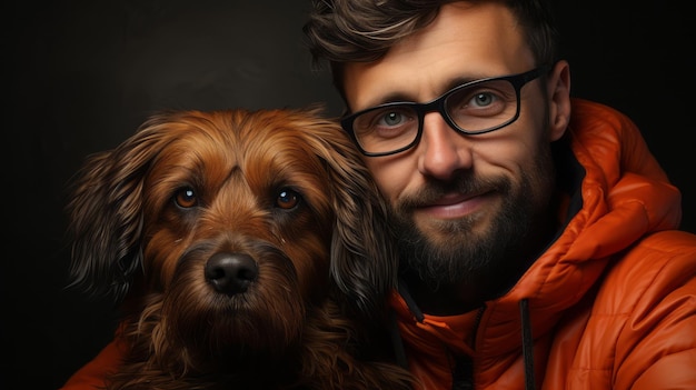 Portrait d'un homme avec un chien