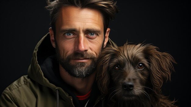 Photo portrait d'un homme avec un chien