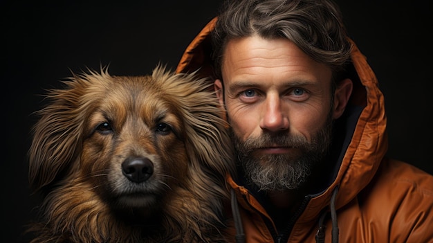 Portrait d'un homme avec un chien