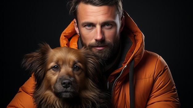 Portrait d'un homme avec un chien