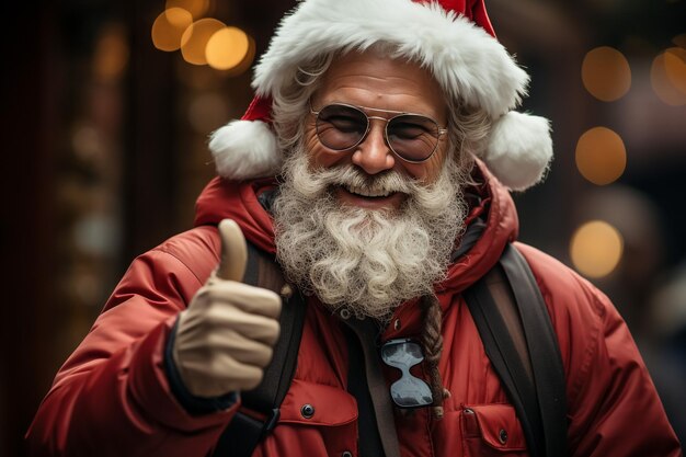 Photo portrait d'un homme en costume de père noël