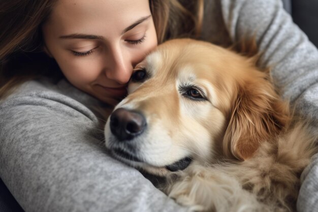 portrait d'un homme et d'une femme étreignant un chien mignon concept d'animal de compagnie