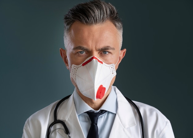 Portrait d'homme médecin avec masque médical