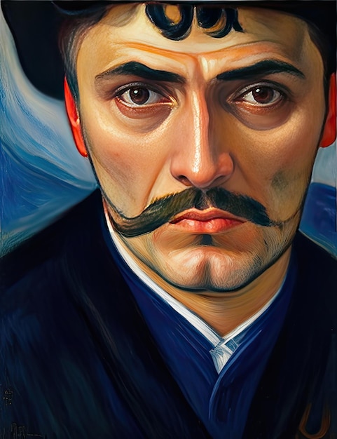 Photo portrait d'un homme avec une moustache peinte sur son visage