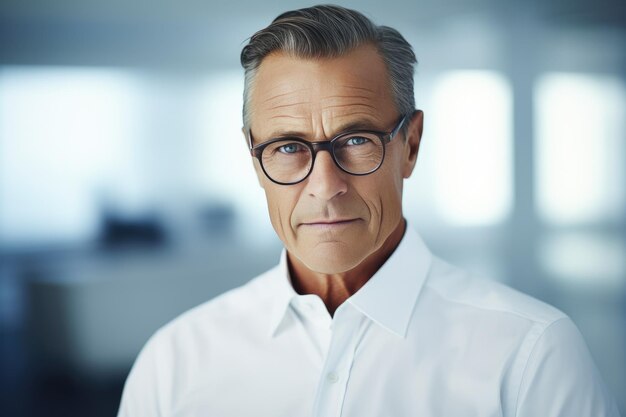 Portrait d'un homme mûr et élégant avec un sourire radieux