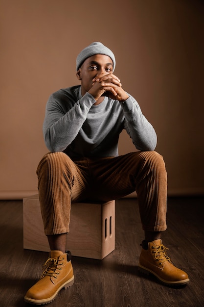 Photo portrait, homme, porter, casquette, séance