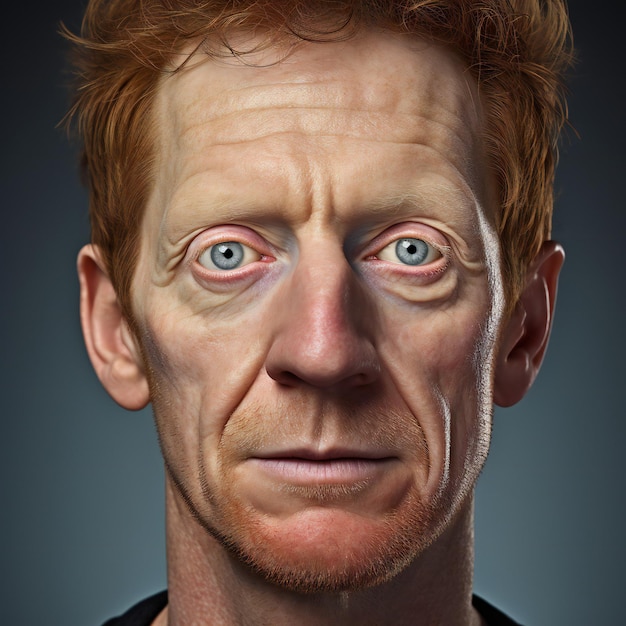 Portrait d'un homme roux avec des taches de rousseur sur le visage