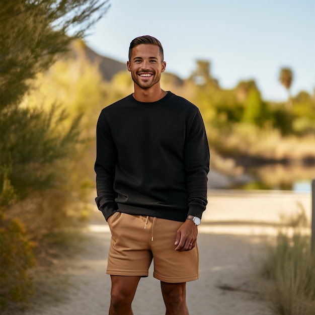 Portrait d'un homme souriant, beau et exotique de 30 ans