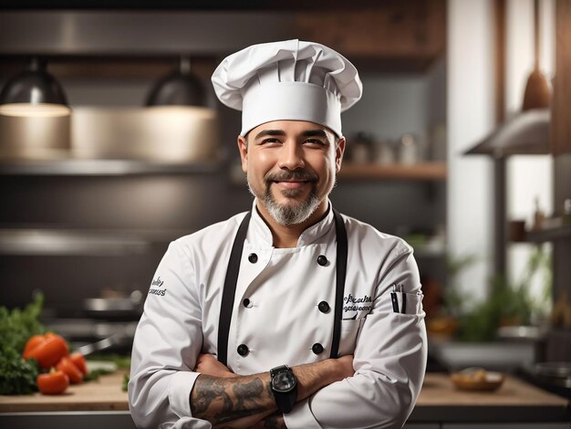 Portrait d'un homme souriant dans la cuisine