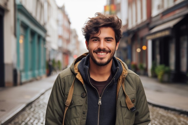 Portrait d'un homme souriant dans la ville