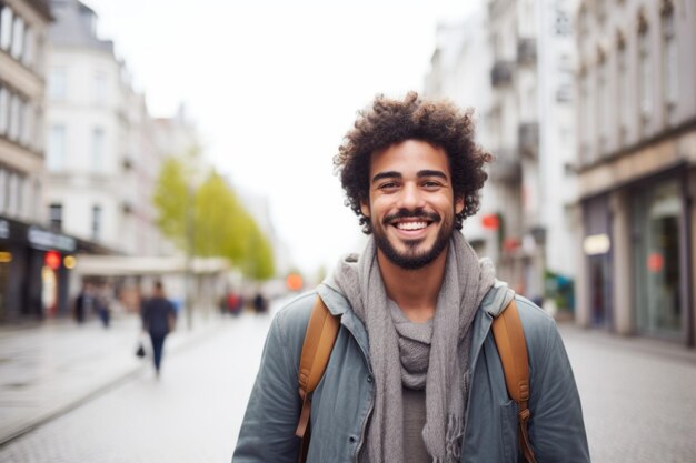 Portrait d'un homme souriant dans la ville