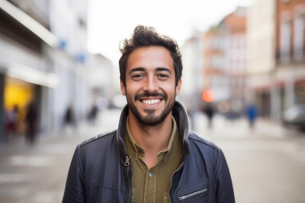 Portrait d'un homme souriant dans la ville