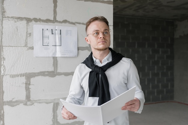 Photo portrait d'un homme tenant une caméra alors qu'il se tient contre le mur