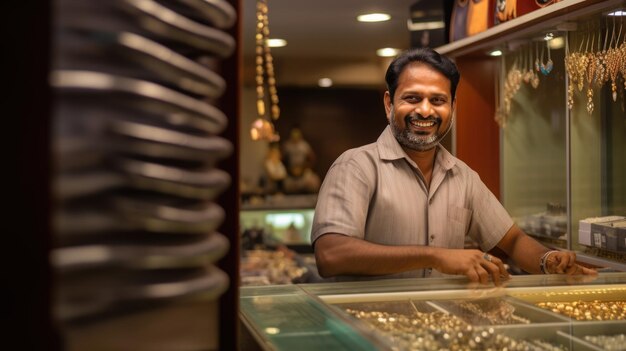 Photo portrait d'un homme travaillant comme consultant dans un magasin de bijoux