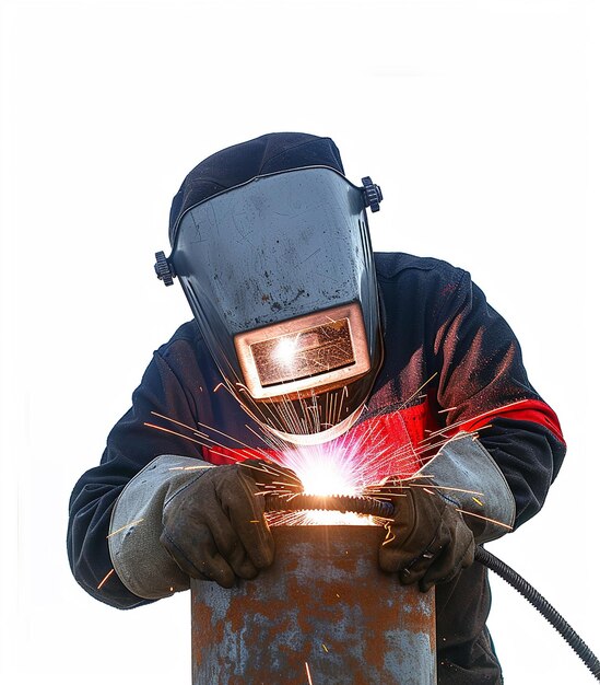 Photo portrait d'un homme travaillant avec une torche de soudage