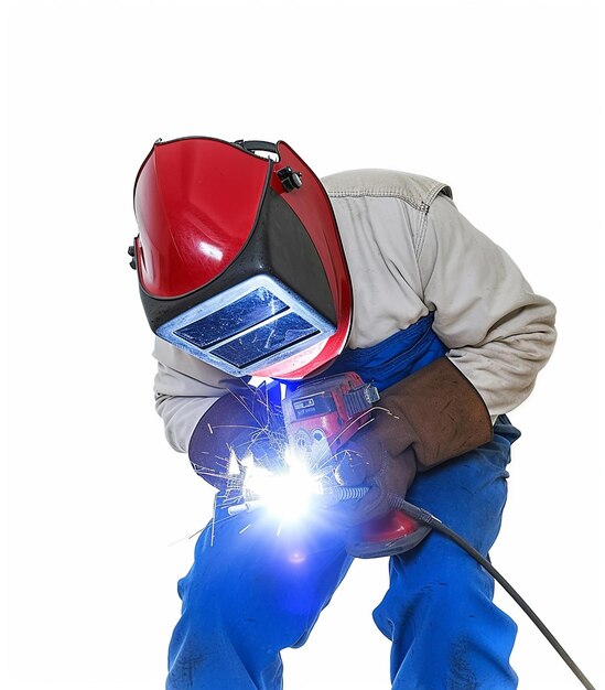 Photo portrait d'un homme travaillant avec une torche de soudage