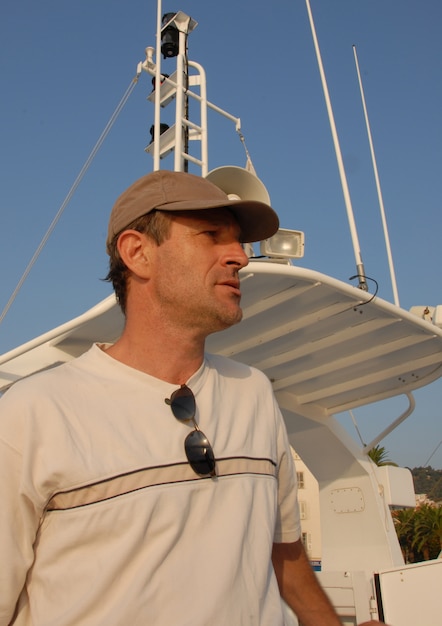 portrait, homme, yacht