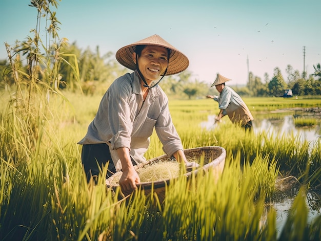 Portrait d'hommes asiatiques portant un chapeau travaillant dans le domaine de l'IA générative