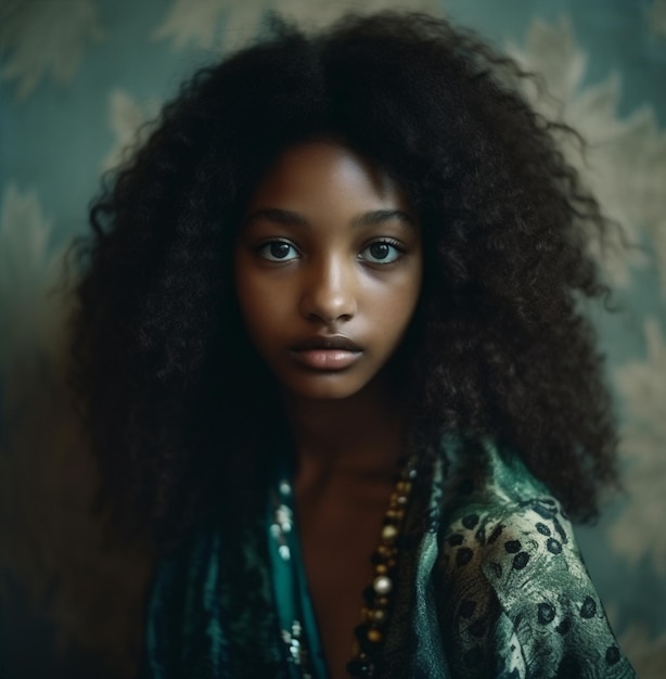 Portrait d'IA générative d'un adolescent noir confiant et fort