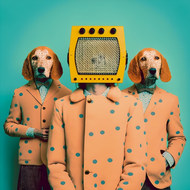 Portrait d'une illustartion de chiens de mode art tendance et drôle