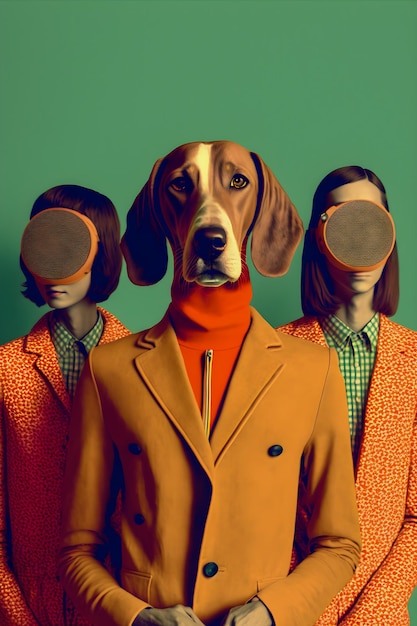 Portrait d'une illustartion de chiens de mode art tendance et drôle
