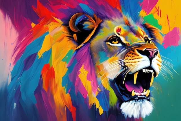 Portrait d'une illustration ai couleur lion