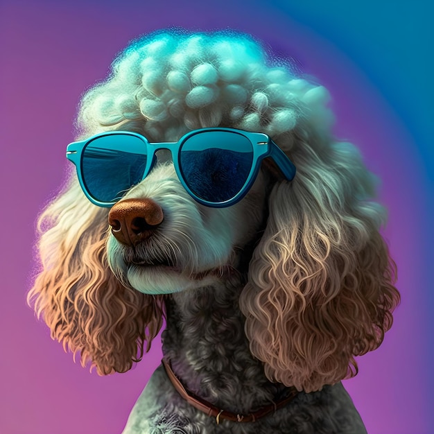 Portrait d'une illustration de chien de mode des années 60 art tendance et drôle