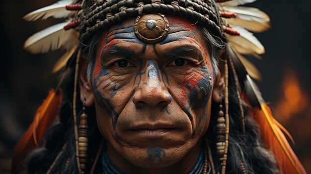 portrait d'un indien amérindien