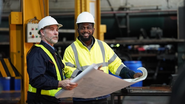 Portrait d'ingénieur et d'apprenti dans l'atelier de l'installation d'ingénierie ferroviaire