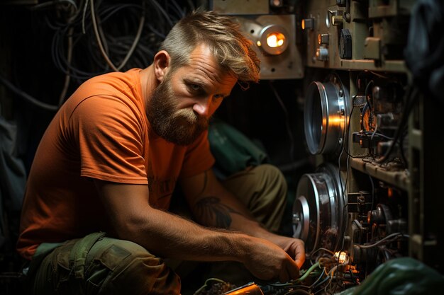 portrait d'un ingénieur masculin dans un atelier