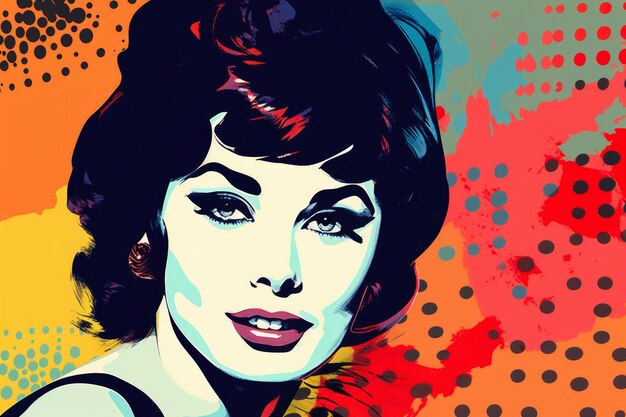 Portrait Inspiré PopArt d'une Femme Chic et Glamour