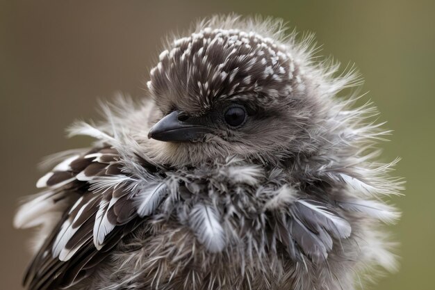 Photo portrait intime des plumes d'un jeune oiseau