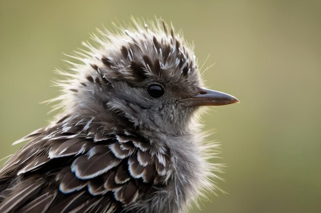 Photo portrait intime des plumes d'un jeune oiseau