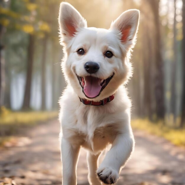 Portrait isolé d'un chien heureux et souriant sur un fond blanc 4