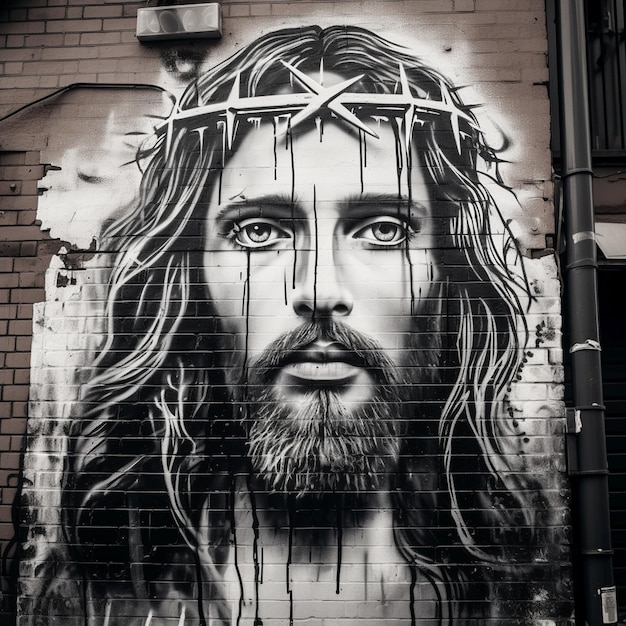 Le portrait de Jésus-Christ graffiti de rue