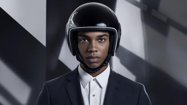 Photo portrait d'un jeune afro-américain moderne avec un casque