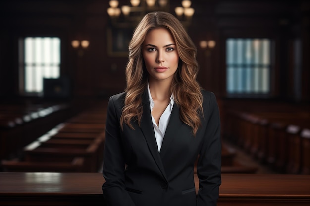 Portrait d'une jeune et belle femme d'affaires à l'intérieur de l'église