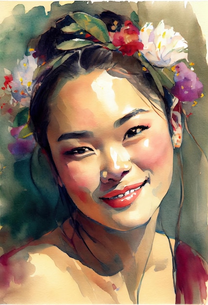 Portrait de jeune belle femme asiatique. ai génératif