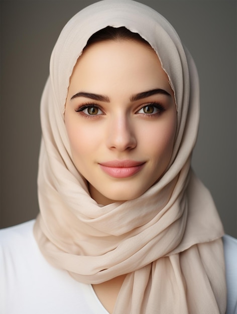 Portrait d'une jeune et belle femme en hijab avec un sourire doux