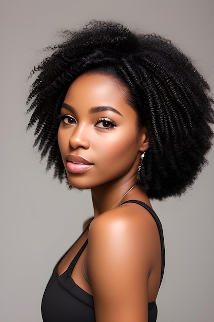Portrait d'une jeune et belle femme noire
