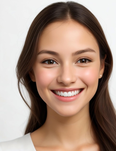 Portrait d'une jeune belle jolie fille joyeuse souriante avec une dent blanche